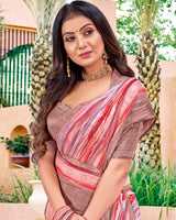 Vishal Prints Rose Pink Digital Print Chiffon Saree With Foil Print And Tassel