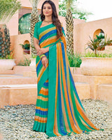 Vishal Prints Multi Digital Print Chiffon Saree With Foil Print And Tassel
