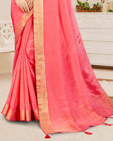 Vishal Prints Coral Designer Georgette Saree With Viscose Lining, Diamond Work And Zari Weaving