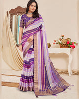 Vishal Prints Multi Violet Designer Georgette Saree With Viscose Lining, Diamond Work And Zari Weaving