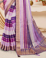 Vishal Prints Multi Violet Designer Georgette Saree With Viscose Lining, Diamond Work And Zari Weaving