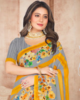 Vishal Prints Mustard Digital Print Georgette Saree