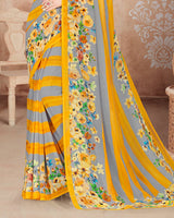 Vishal Prints Mustard Digital Print Georgette Saree