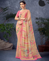 Vishal Prints Pastel Orange Digital Print Georgette Saree