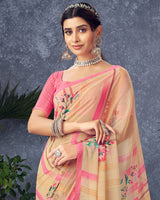 Vishal Prints Pastel Orange Digital Print Georgette Saree