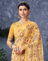 Vishal Prints Light Mustard Digital Print Georgette Saree