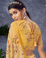 Vishal Prints Light Mustard Digital Print Georgette Saree
