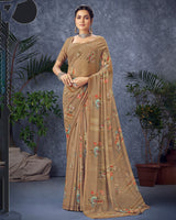Vishal Prints Light Brown Digital Print Georgette Saree