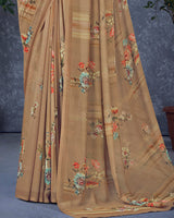 Vishal Prints Light Brown Digital Print Georgette Saree