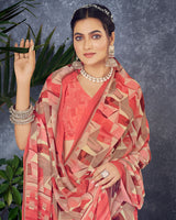 Vishal Prints Pastel Red Digital Print Georgette Saree