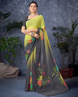 Vishal Prints Lime Yellow Digital Print Georgette Saree