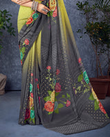 Vishal Prints Lime Yellow Digital Print Georgette Saree
