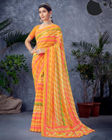 Vishal Prints Dark Yellow Digital Print Georgette Saree