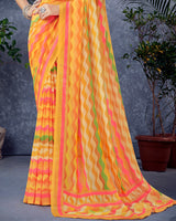 Vishal Prints Dark Yellow Digital Print Georgette Saree