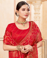 Vishal Prints Dark Red Designer Art Silk Weaving Saree With Diamond Work And Tassel