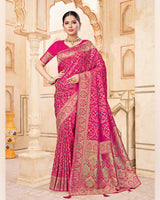 Vishal Prints Raspberry Pink Designer Art Silk Weaving Saree With Diamond Work And Tassel