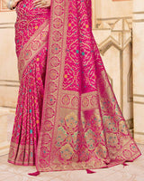 Vishal Prints Raspberry Pink Designer Art Silk Weaving Saree With Diamond Work And Tassel