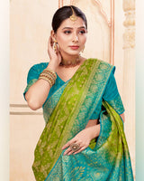 Vishal Prints Mehandi Green Designer Art Silk Weaving Saree With Diamond Work And Tassel