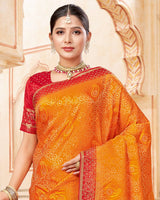 Vishal Prints Pumpkin Orange Designer Art Silk Weaving Saree With Diamond Work And Tassel