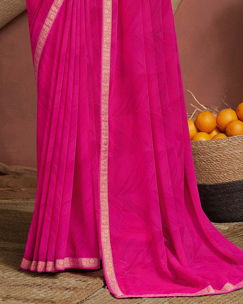 Vishal Prints Red Violet Printed Georgette Saree With Zari Border