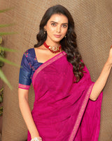 Vishal Prints Red Violet Printed Georgette Saree With Zari Border