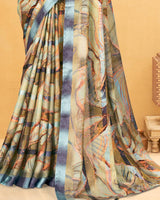 Vishal Prints Multi Color Digital Print Fancy Chiffon Saree With Tassel