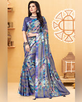 Vishal Prints Multi Color Digital Print Fancy Chiffon Saree With Tassel