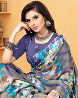 Vishal Prints Multi Color Digital Print Fancy Chiffon Saree With Tassel