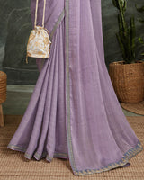 Vishal Prints Pastel Violet Fancy Chiffon Saree With Diamond Work And Designer Zari Border