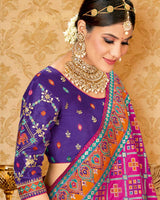 Vishal Prints Dark Fuchsia Art Silk Weaving Saree With Stone Work And Tassel