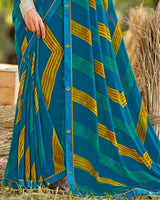 Vishal Prints Venice Blue Printed Georgette Saree With Fancy Border