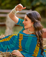 Vishal Prints Venice Blue Printed Georgette Saree With Fancy Border