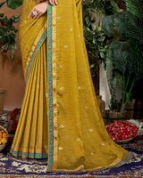 Vishal Prints Alpine Green Designer Patterned Chiffon Saree With Foil Print And Fancy Border