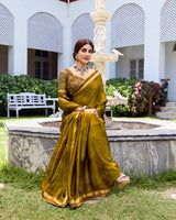 Vishal Prints Muddy Brown Printed Fancy Chiffon Saree With Fancy Border