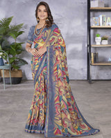 Vishal Prints Pastel Blue Digital Print Georgette Saree With Fancy Border