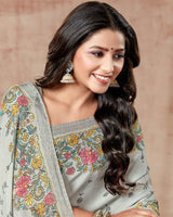 Vishal Prints Pastel Grey Digital Print Criva Crepe Saree