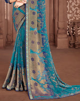 Vishal Prints Brown Brasso Saree With Foil Print And Zari Border