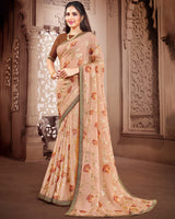 Vishal Prints Light Sea Green Brasso Saree With Foil Print And Zari Border