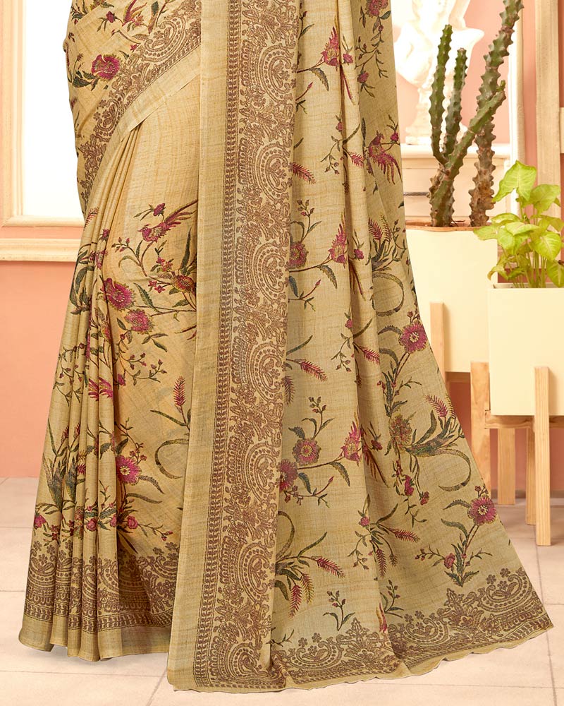 Vishal Prints Fawn Digital Print Criva Crepe Saree