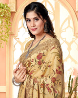 Vishal Prints Fawn Digital Print Criva Crepe Saree
