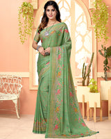 Vishal Prints Moss Green Digital Print Criva Crepe Saree