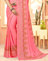 Vishal Prints Pastel Pink Digital Print Criva Crepe Saree