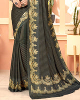 Vishal Prints Black Digital Print Criva Crepe Saree
