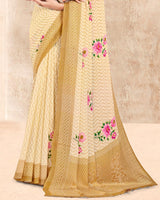 Vishal Prints Beige Digital Print Criva Crepe Saree