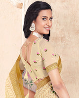 Vishal Prints Beige Digital Print Criva Crepe Saree