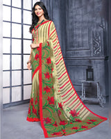 Vishal Prints Dark Beige Printed Georgette Saree
