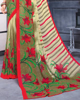Vishal Prints Dark Beige Printed Georgette Saree