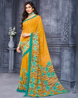 Vishal Prints Mustard Printed Georgette Saree
