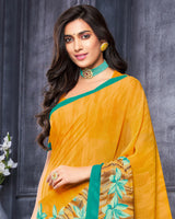 Vishal Prints Mustard Printed Georgette Saree