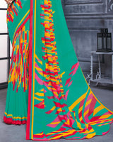 Vishal Prints Turquoise Printed Georgette Saree